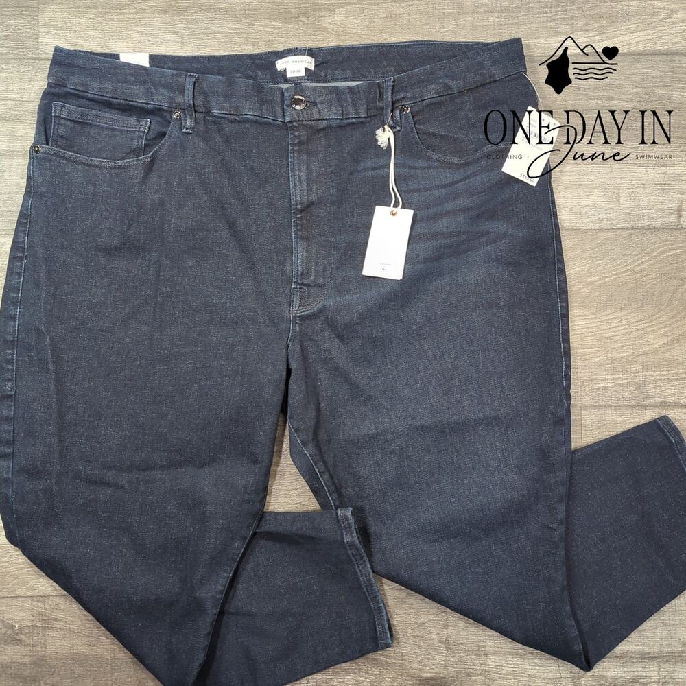Good American Good Petite Skinny Ankle Jeans Dark Wash NWT $155 Size 28P